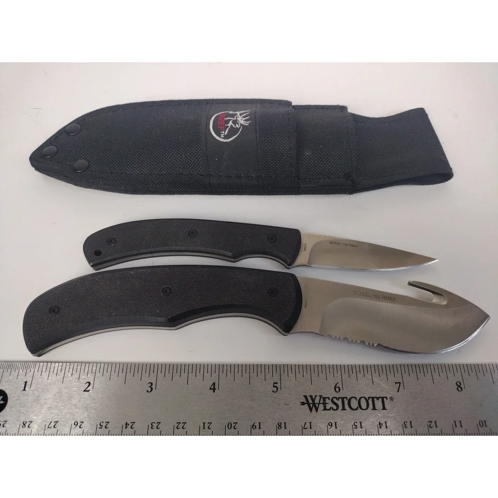 RMEF Browning Model 154 Hunting Knife Set With Sheath Includes 2 Knives NWOB
